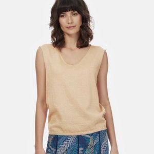 BRORA COTTON OPEN V NECK METALLIC T-SHIRT